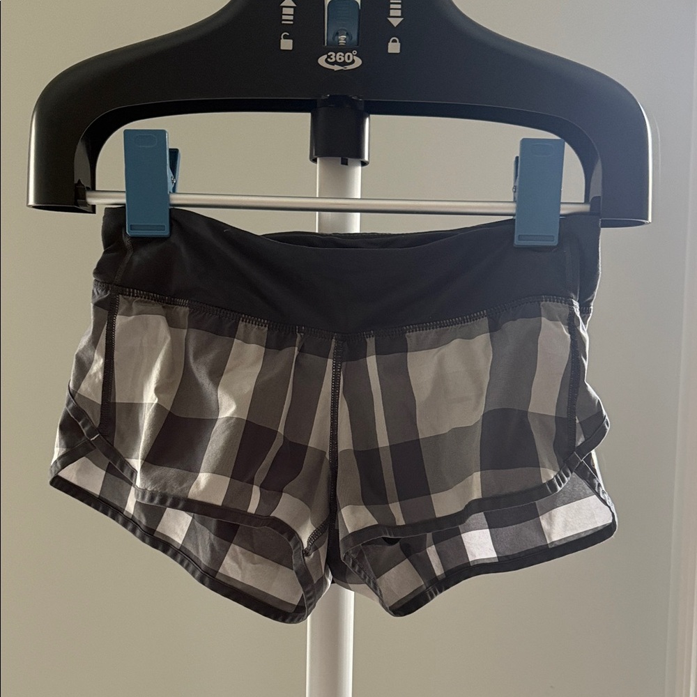 lululemon athletica Black and White Checkered Women's Athletic Shorts
